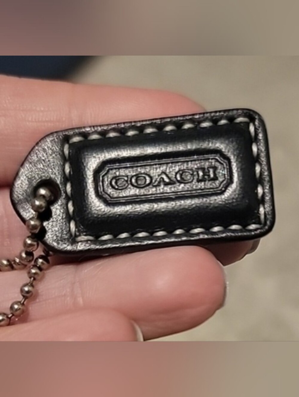 Coach Black Leather Logo Tag Clutch Charm